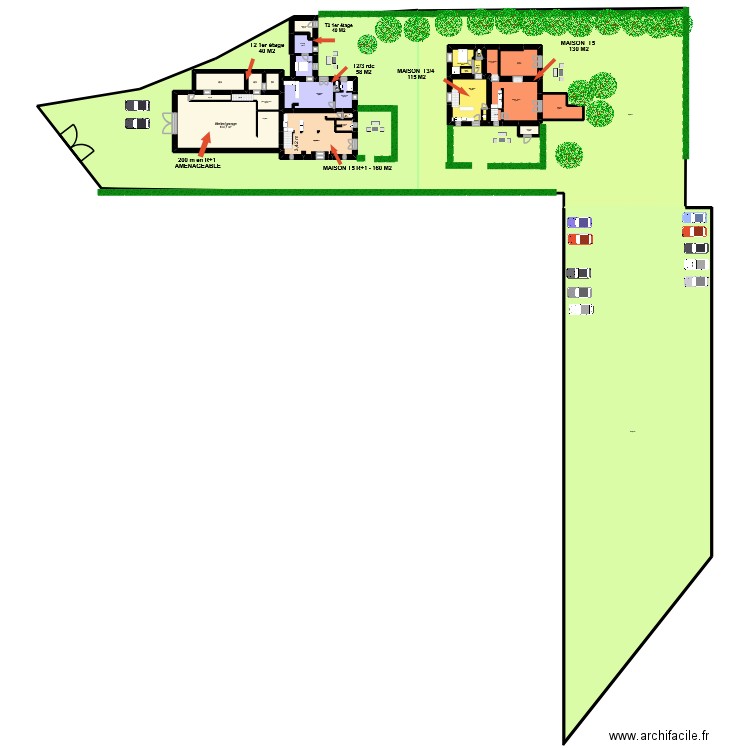 xavier agnes LA MERINDOLE avec terrain et surfaces lots. Plan de 72 pièces et 4262 m2