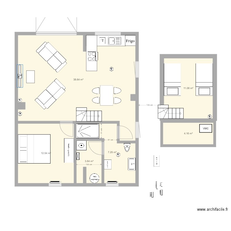 Gites final 17 meuble V3. Plan de 10 pièces et 105 m2