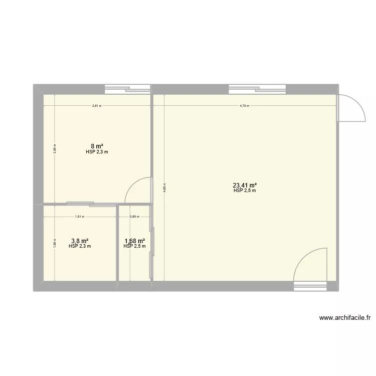 T3 rdj aspremont. Plan de 4  et 37 m²
