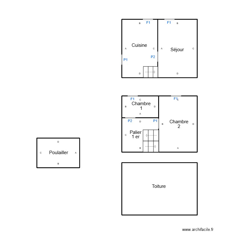 PLOUHINEC KERLOCH é. Plan de 7 pièces et 37 m2