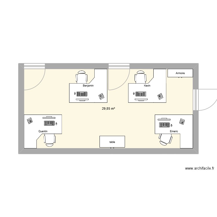 bureau technique. Plan de 1 pièce et 30 m2