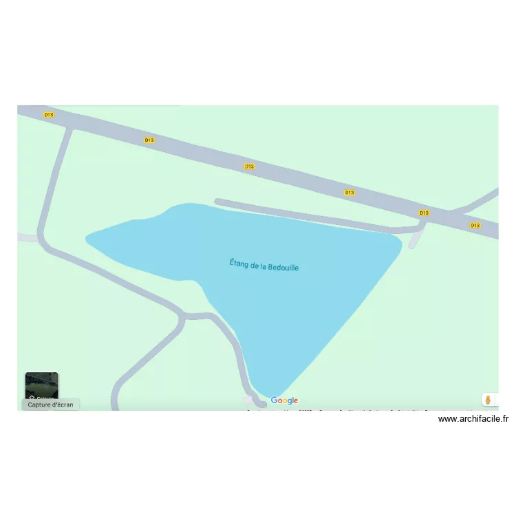 plan carte routi&egrave;re etang bedouille. Plan de 