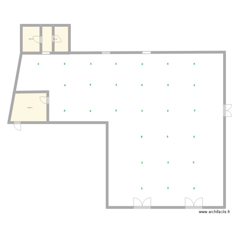 Magasin cité Chaker. Plan de 3 pièces et 27 m2