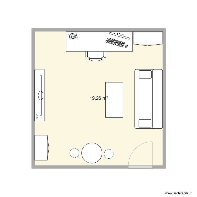bureau quentin. Plan de 1 pièce et 19 m2