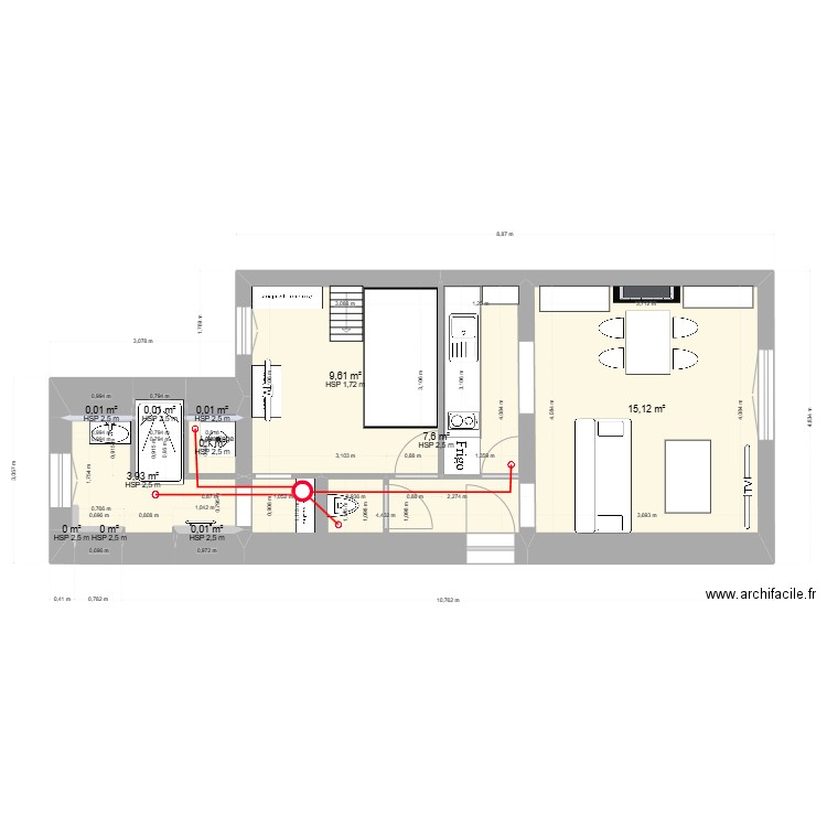 max 3 AMENAGEMENT PAC. Plan de 11 pièces et 37 m2