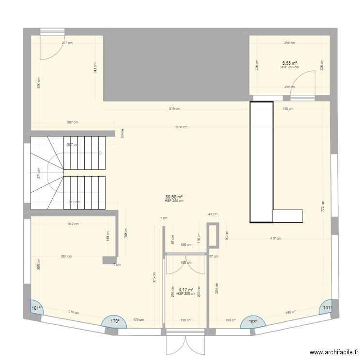 Reception Nereides. Plan de 5 pièces et 111 m2