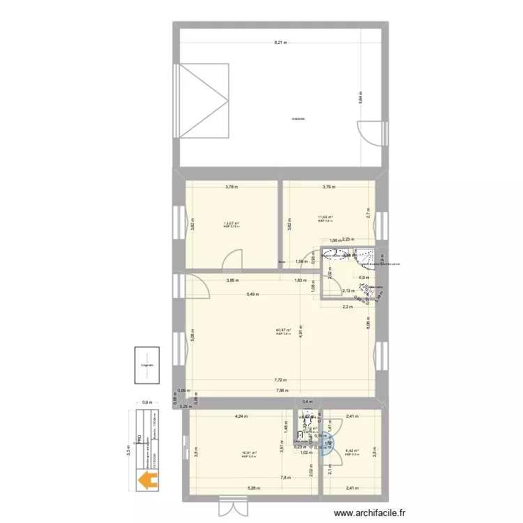 Montbergere actualisee. Plan de 6  et 93 m²