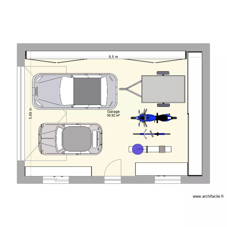 La cagouille 2 Garage. Plan de 1  et 51 m²