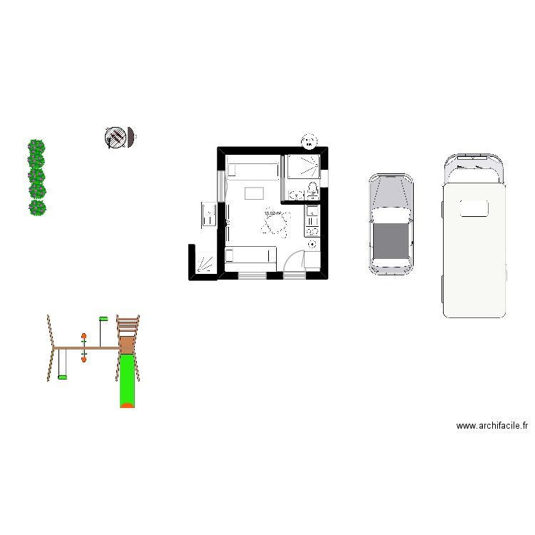 vasteville. Plan de 1 pièce et 15 m2