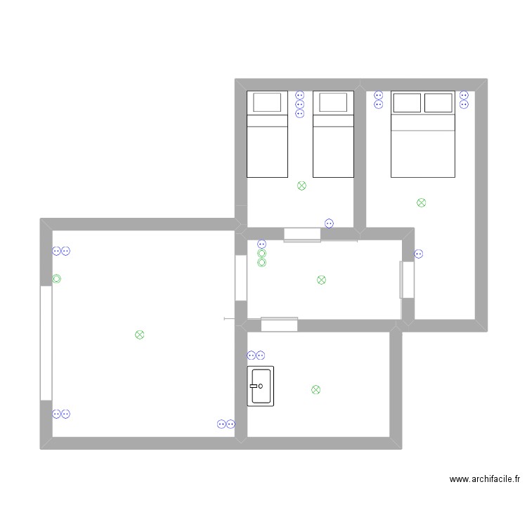San Vito. Plan de 5 pièces et 48 m2