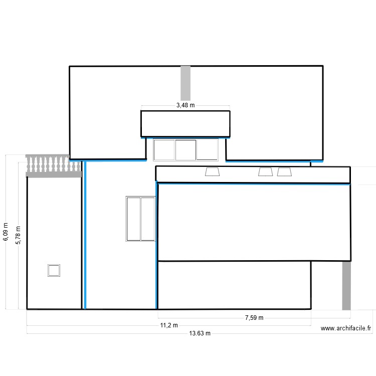 facade ouest extension 20m2. Plan de 0 pièce et 0 m2