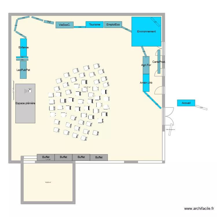 Forum-Apr&egrave;s-midi. Plan de 3  et 279 m²
