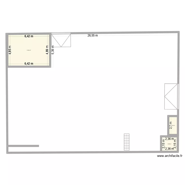 Hall2 VBH. Plan de 3 pièces et 40 m²