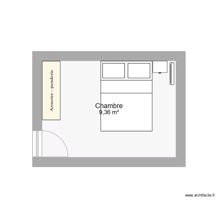 Chambre 1. Plan de 1  et 9 m²