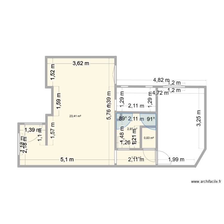 zefir. Plan de 4 pièces et 29 m2