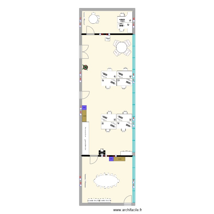 Ré implantation open space moissy. Plan de 2 pièces et 105 m2