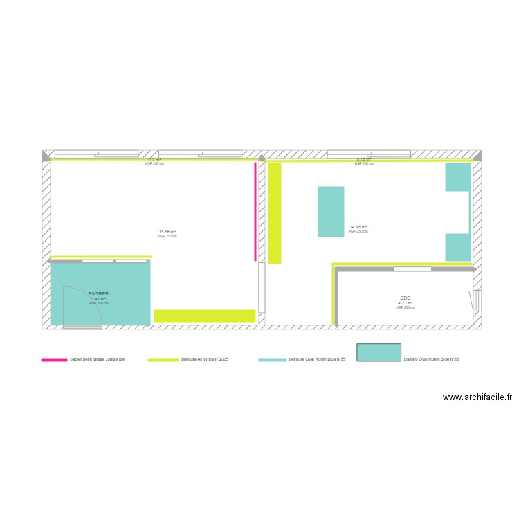 plan peinture. Plan de 6 pièces et 39 m2