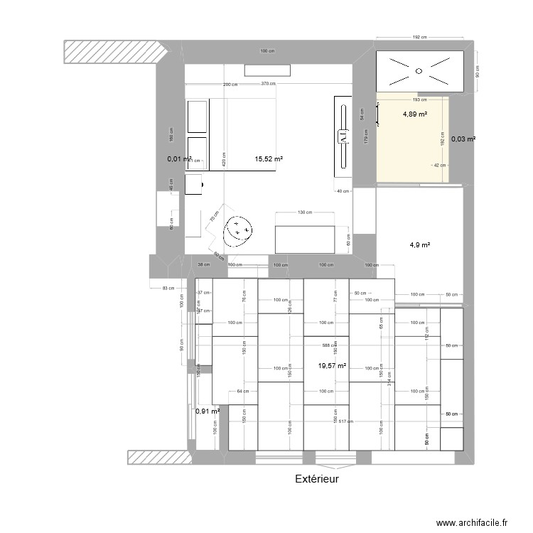 plan appart calepinage plafond. Plan de 7 pièces et 46 m2