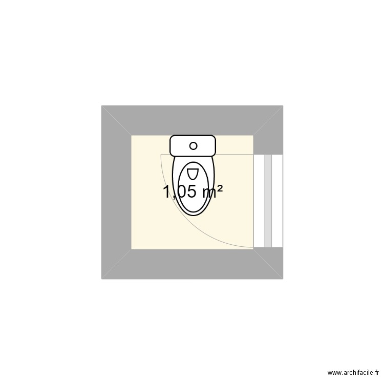 wc actuel. Plan de 1 pièce et 1 m2