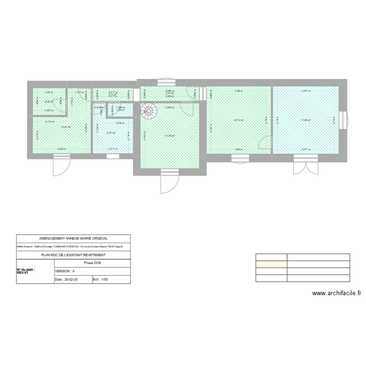 Annexe Mairie Existant V2. Plan de 9 pièces et 76 m2