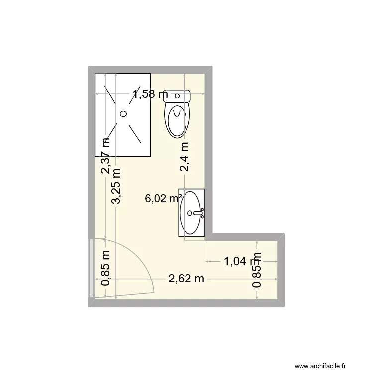 sdb 1. Plan de 1 Pièce et 6 m² sdb 1. Plan de 1 Pièce et 6 m²