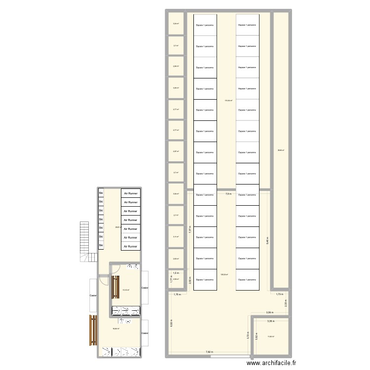 Local Vincennes. Plan de 20 pièces et 410 m2