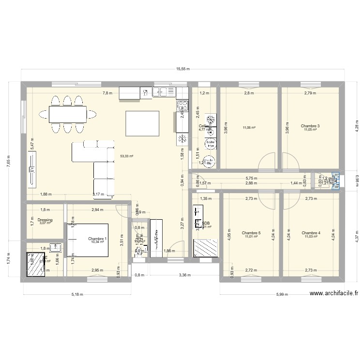 Plan 3. Plan de 12 pièces et 125 m2