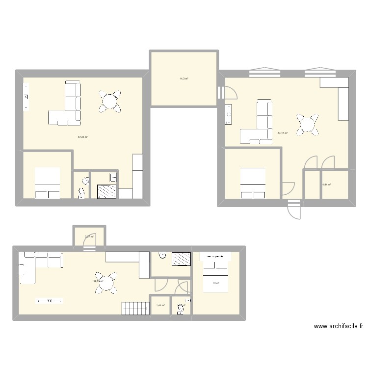 ferme carré 1. Plan de 9 pièces et 188 m2