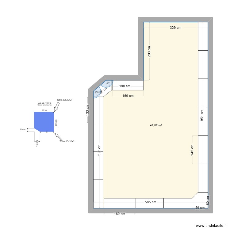 terrasse alex. Plan de 1 pièce et 48 m2