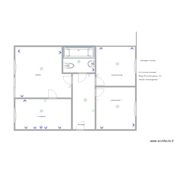 2etage Levaa. Plan de 6 pièces et 46 m2