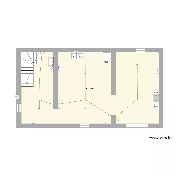 hussigny garage. Plan de 1 Pièce et 41 m²