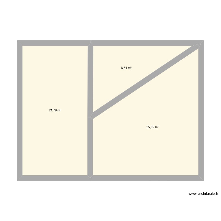 Test archi facile (JLM). Plan de 3 pièces et 55 m2