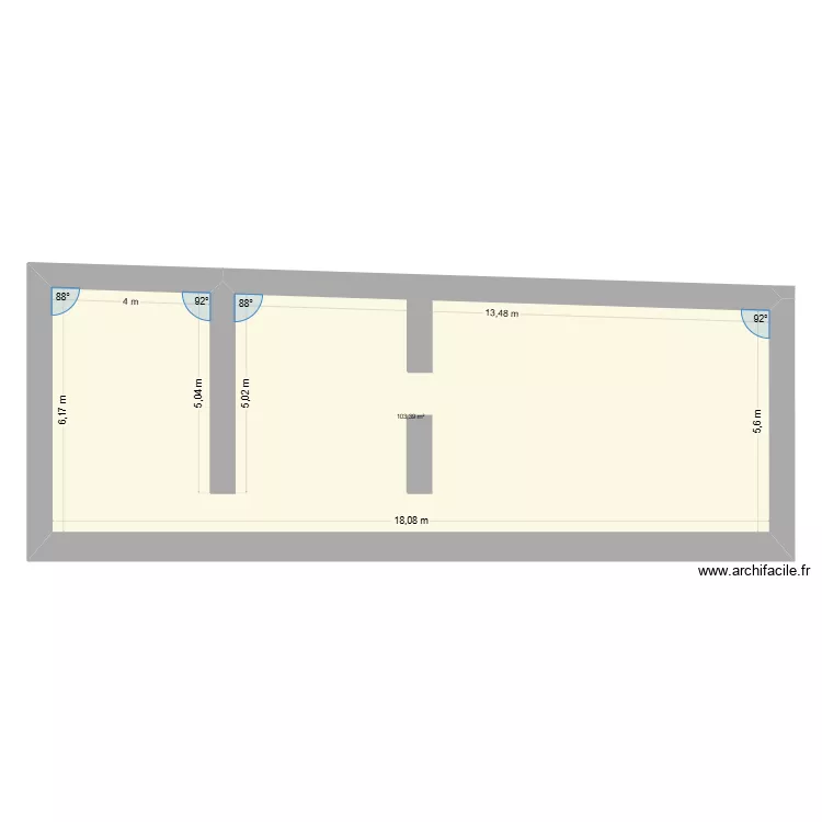 Essai. Plan de 1  et 103 m²