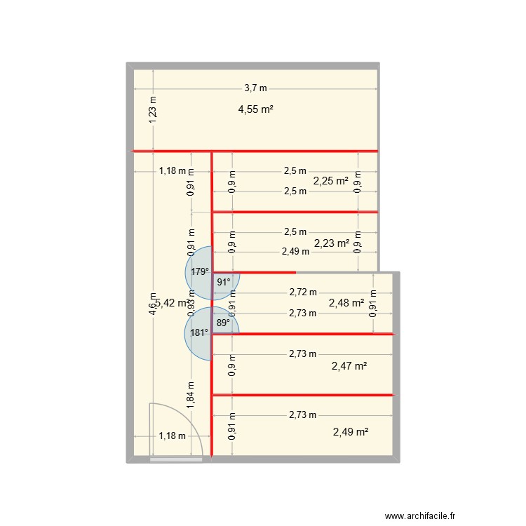 voliere C. Plan de 7 pièces et 22 m2