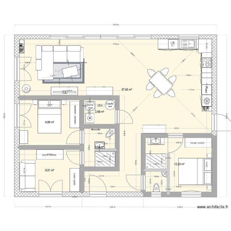 VSM RENO MIROIR B. Plan de 6 pièces et 96 m2