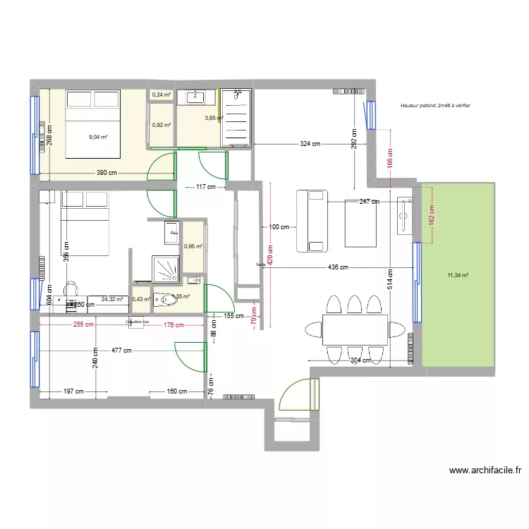 Appart Rossan T3_V1. Plan de 
