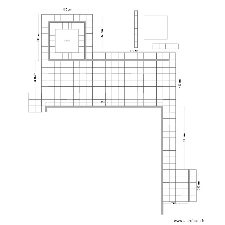 Terrasse apres5. Plan de 1 pièce et 11 m2