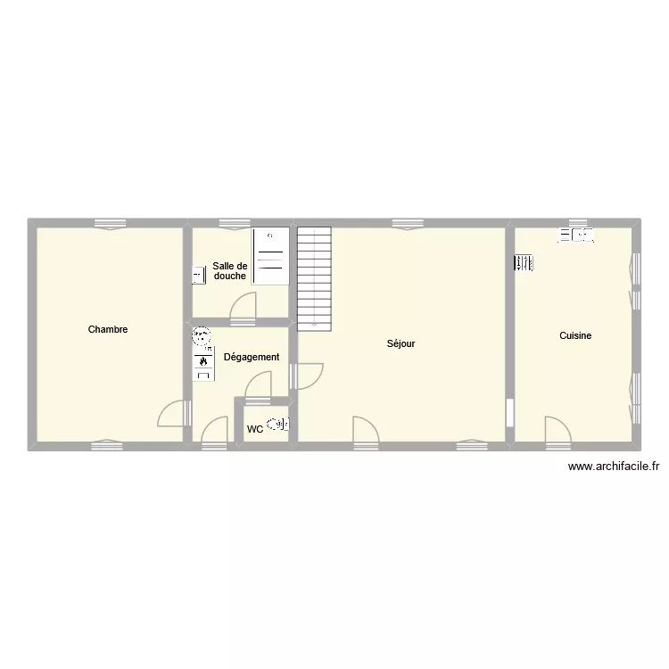 ringon rdc. Plan de 6  et 116 m²