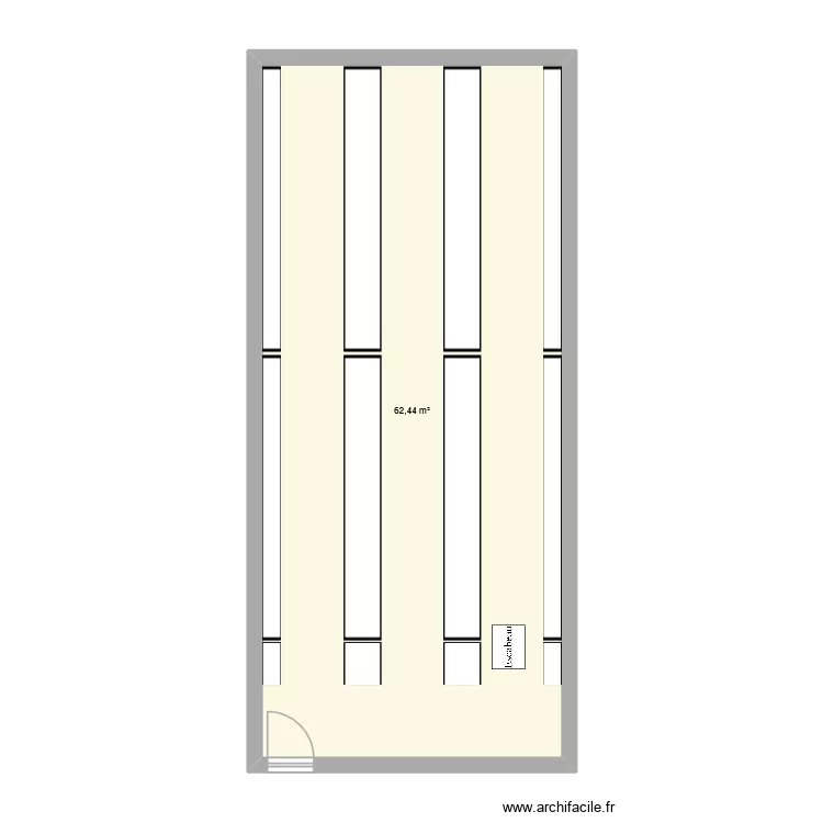 Salle d\'archive 2. Plan de 1  et 62 m²
