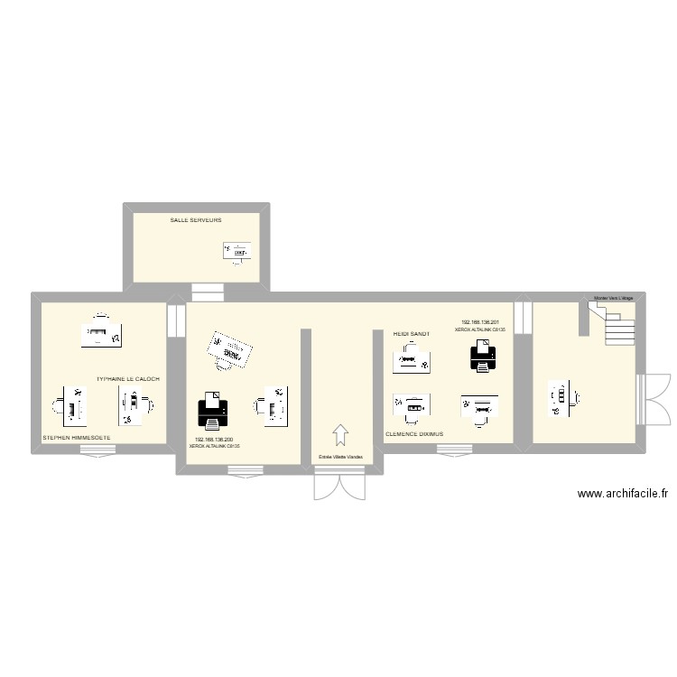 RDC. Plan de 4 pièces et 70 m2