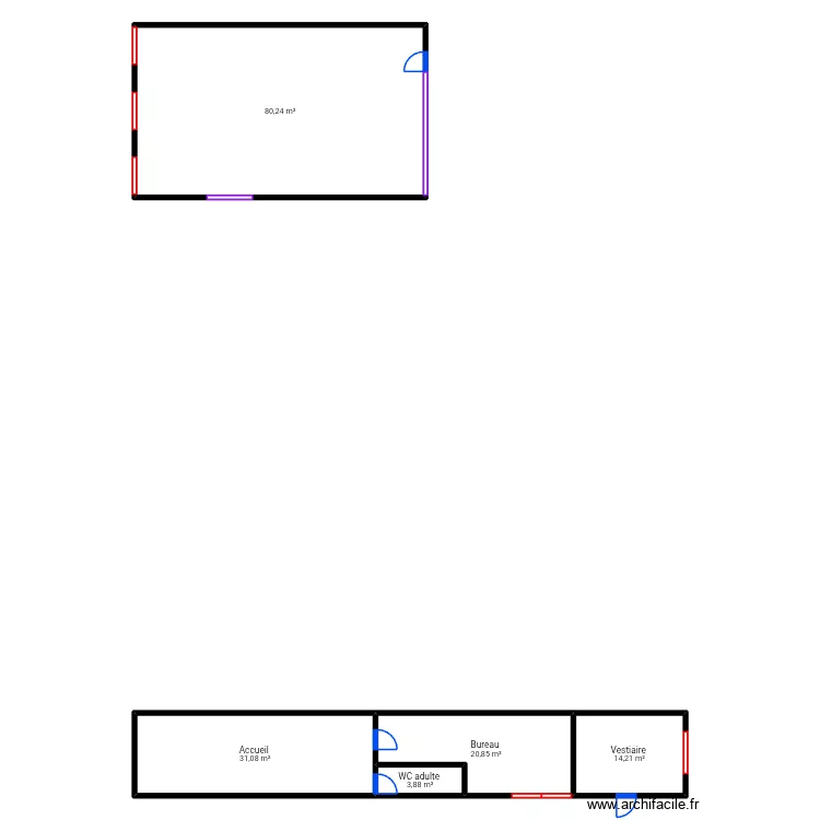 Dortoir rangement et WC. Plan de Dortoir rangement et WC. Plan de