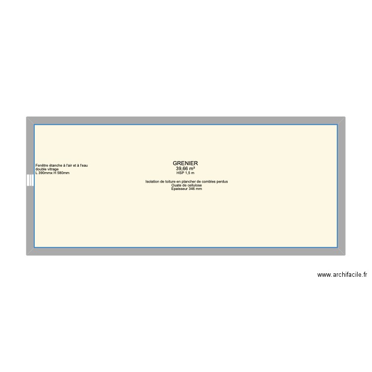 GRENIER après travaux -V2. Plan de 1 pièce et 40 m2