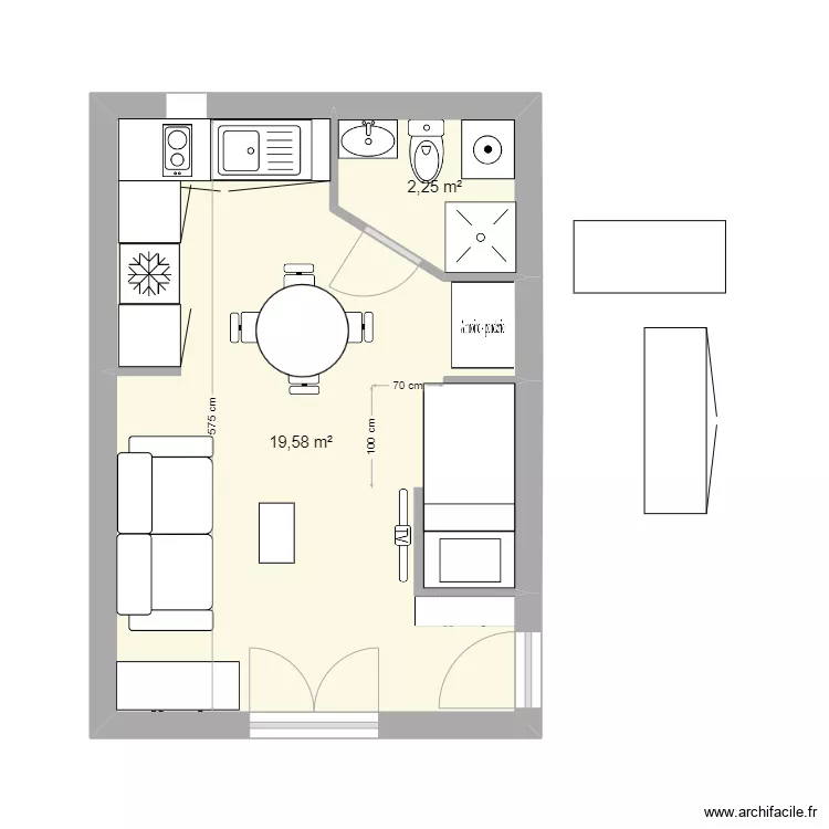 Studio 5 avec cotes. Plan de Studio 5 avec cotes. Plan de