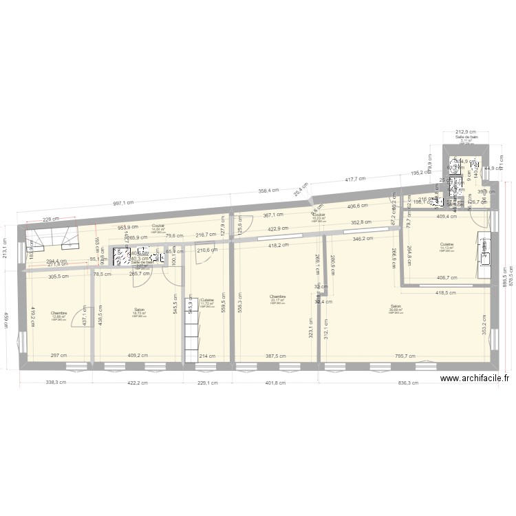 immeuble café de la poste 3. Plan de 11 pièces et 149 m2