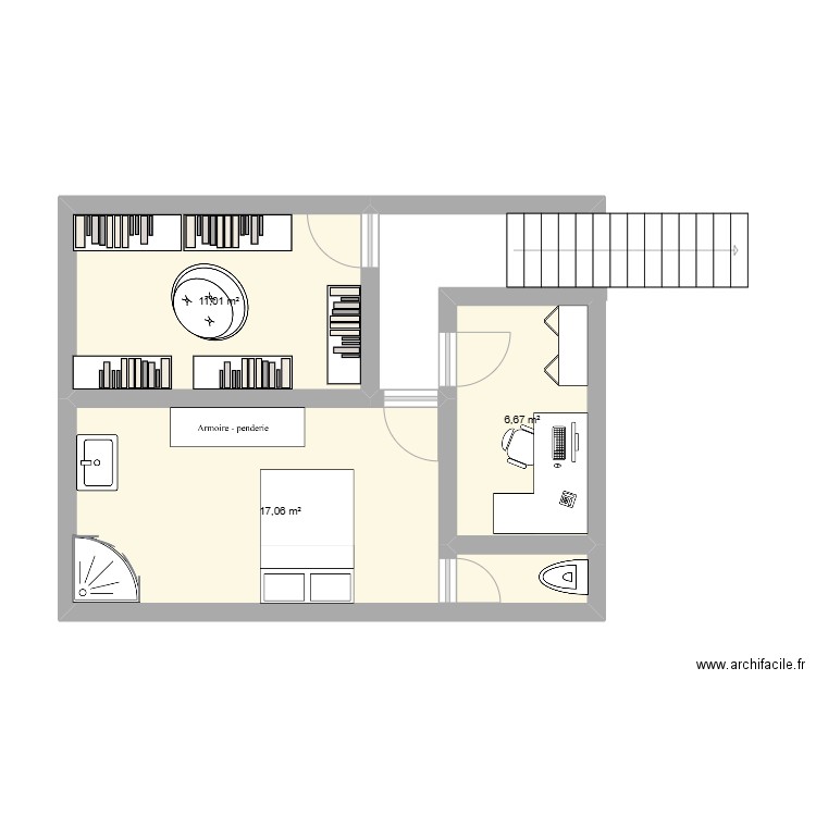Garage. Plan de 3 pièces et 35 m2