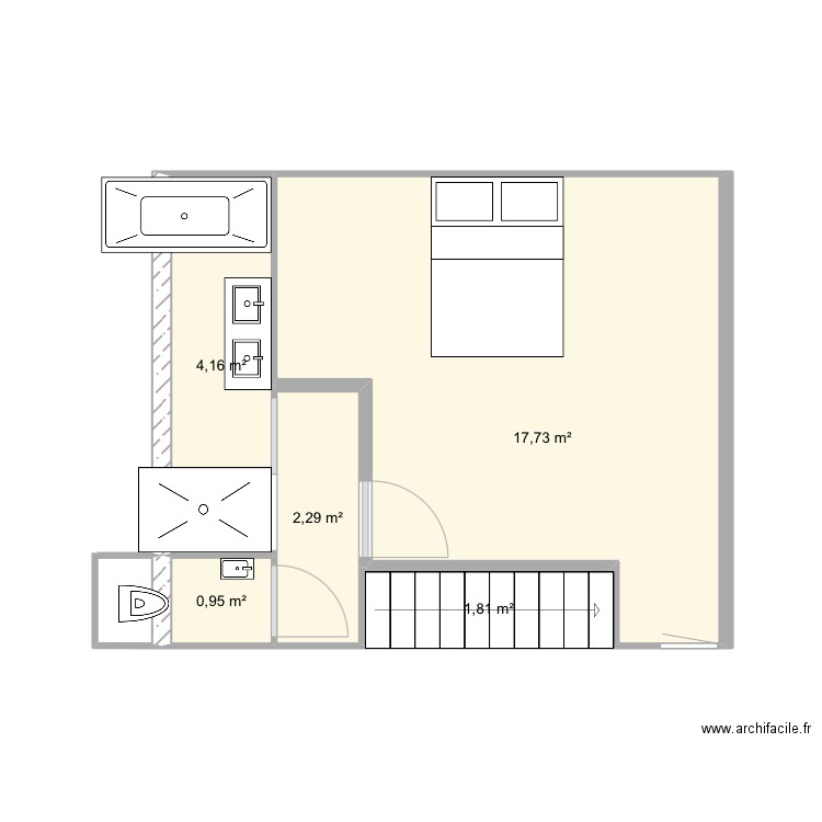 Plan numéro 3. Plan de 5 pièces et 27 m2