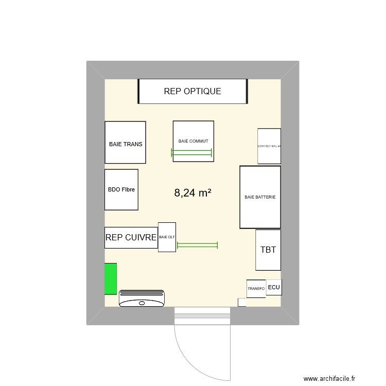 PLAN CACAO. Plan de 1 pièce et 8 m2