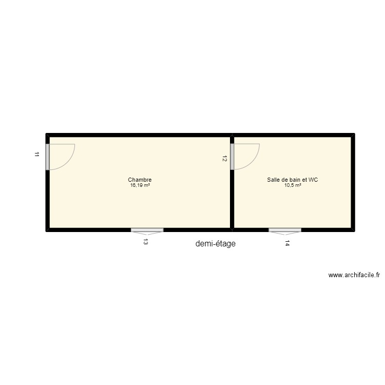 1 demi. Plan de 0 pièce et 0 m2