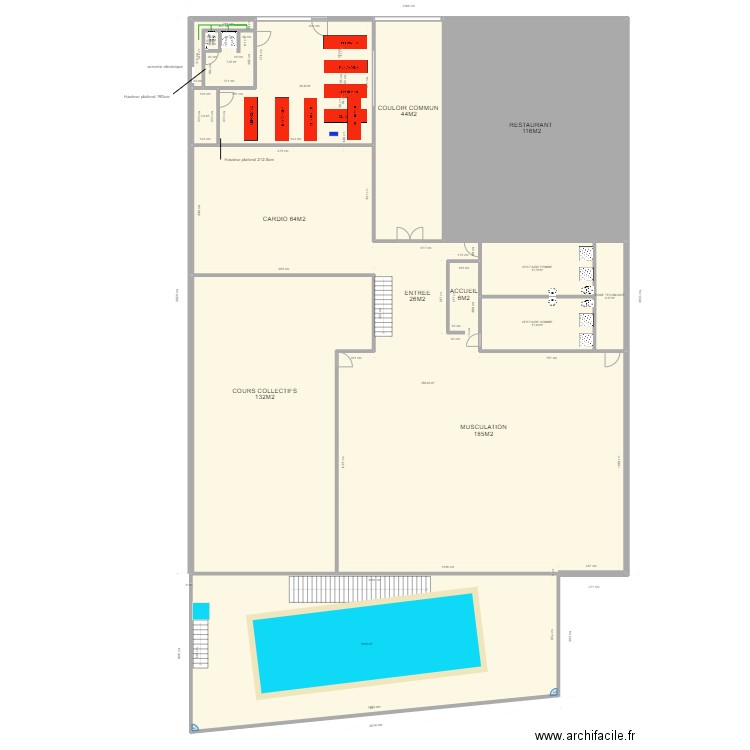 PLAN GYMFIT MAGASIN 1. Plan de 13 pièces et 836 m2
