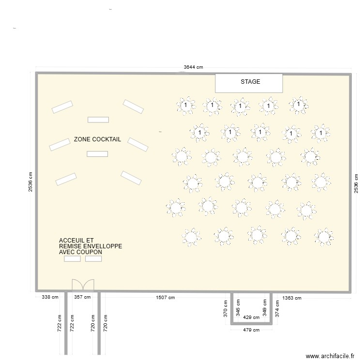 Plan de salle - gala VO 2024. Plan de 1 pièce et 899 m2